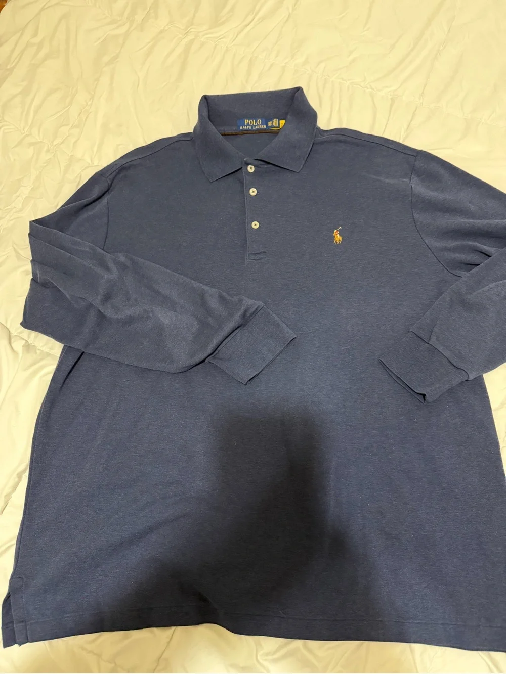 Ralph Lauren Navy Long-Sleeve Polo with Gold Pony